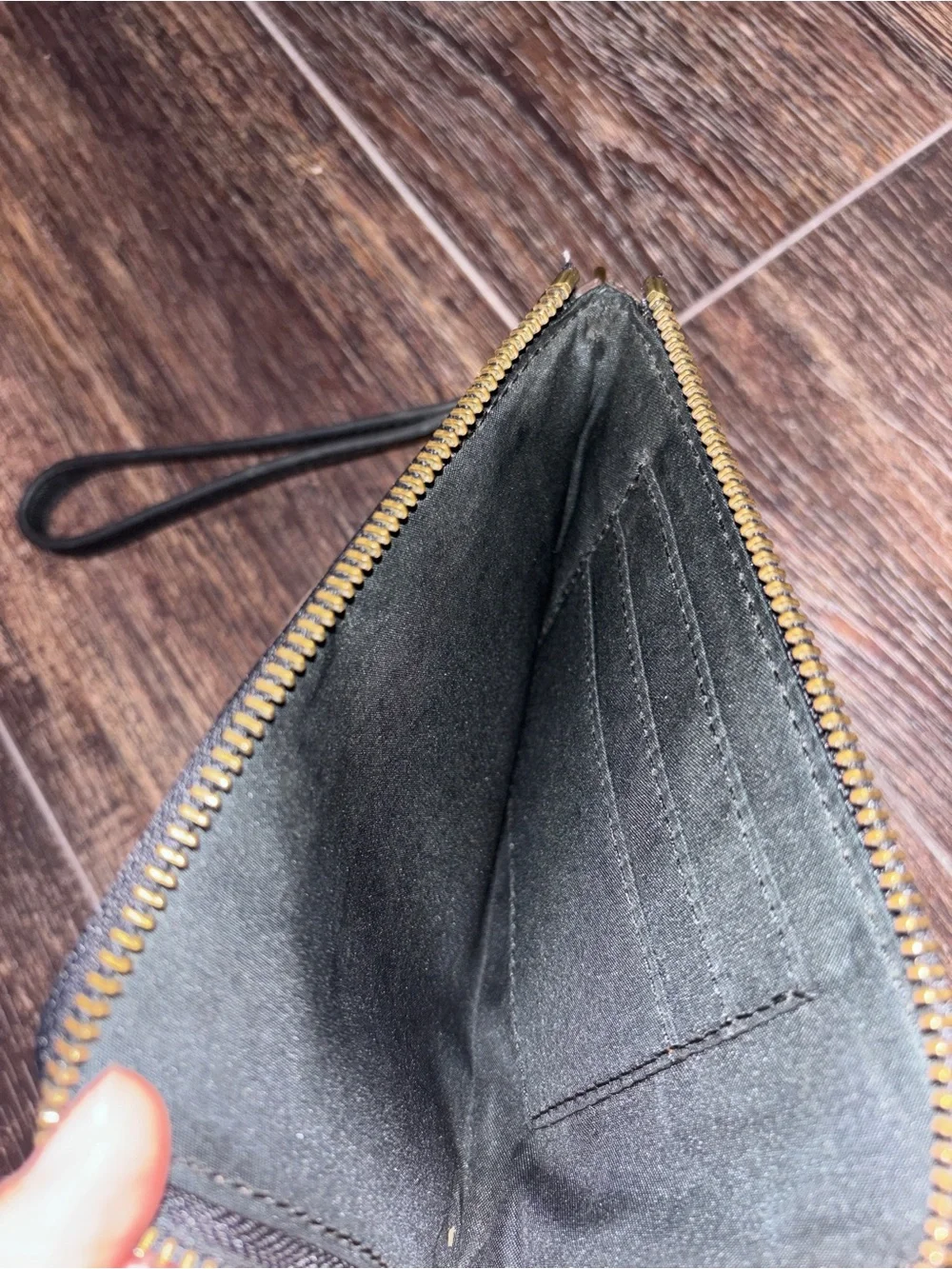 Fossil Black Leather Zip Wristlet
